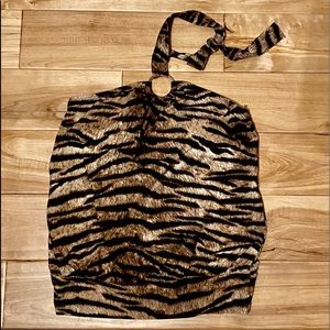 Michael Kors Tiger Stripe Tankini Swim Top - Small